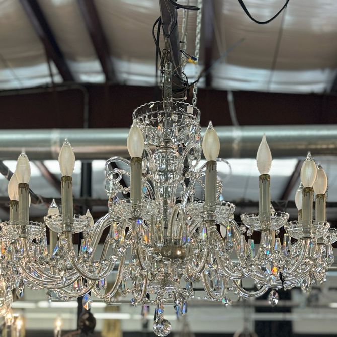 Vintage 16 Lt Crystal Chandelier 33"D