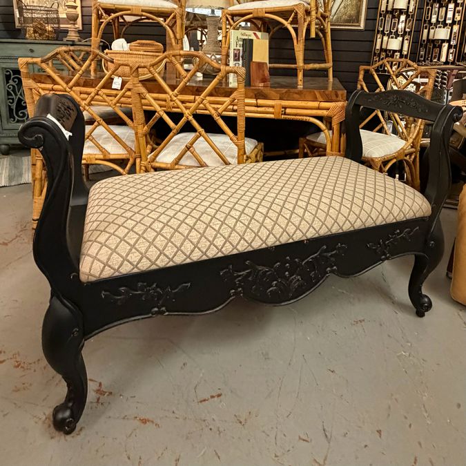 Black Sleigh Bench W/Upholstered Seat 48x18x31