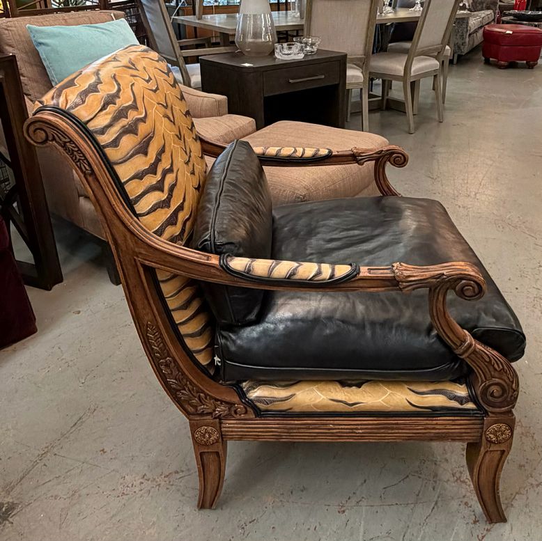 PAIR Ethan Allen Leather Safari Lounge Chairs 28.5X34X37.5