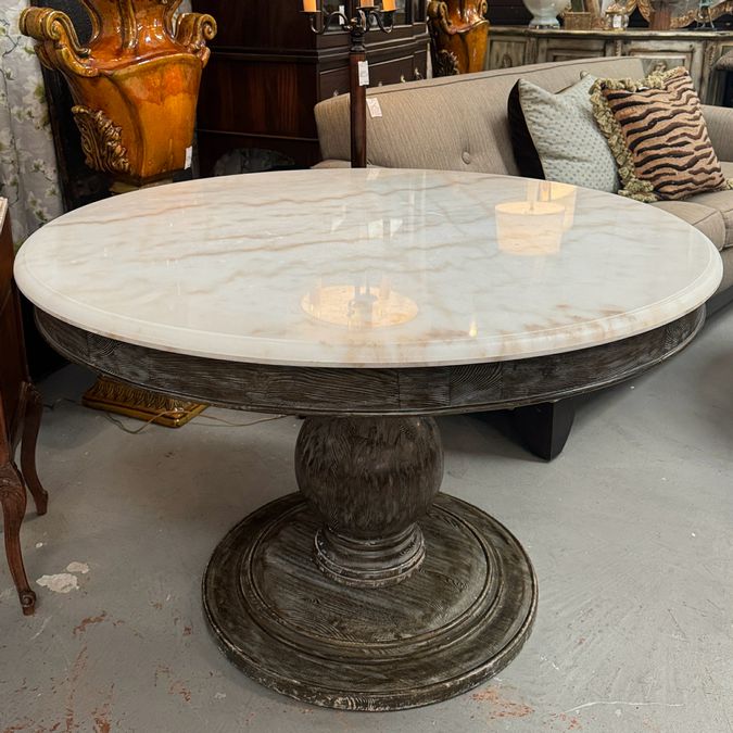 Arhaus Luca Dining Table W/Marble Top 48" Dia x 31"H