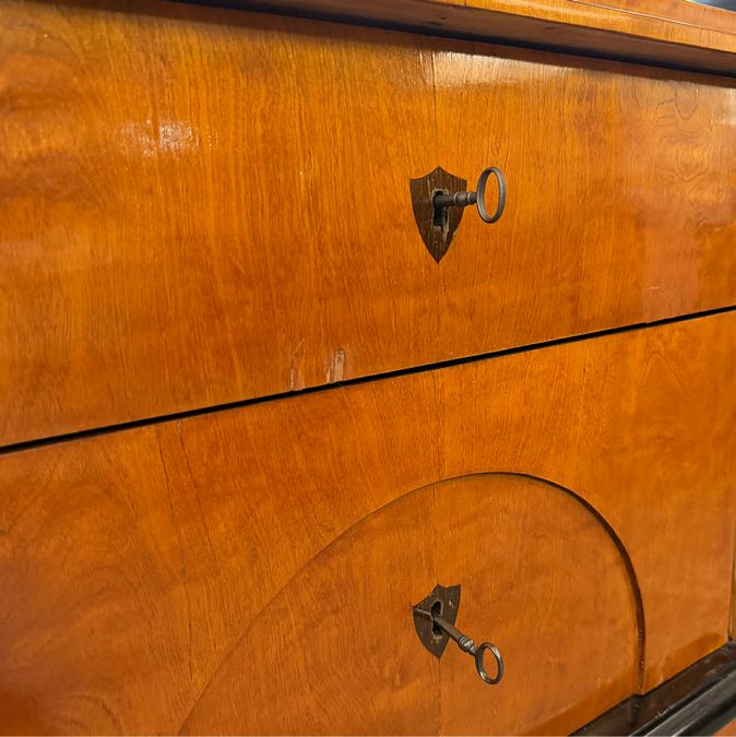 Circa Early 19C Biedermier 3-Drw Commode Chest 33x32x31.5