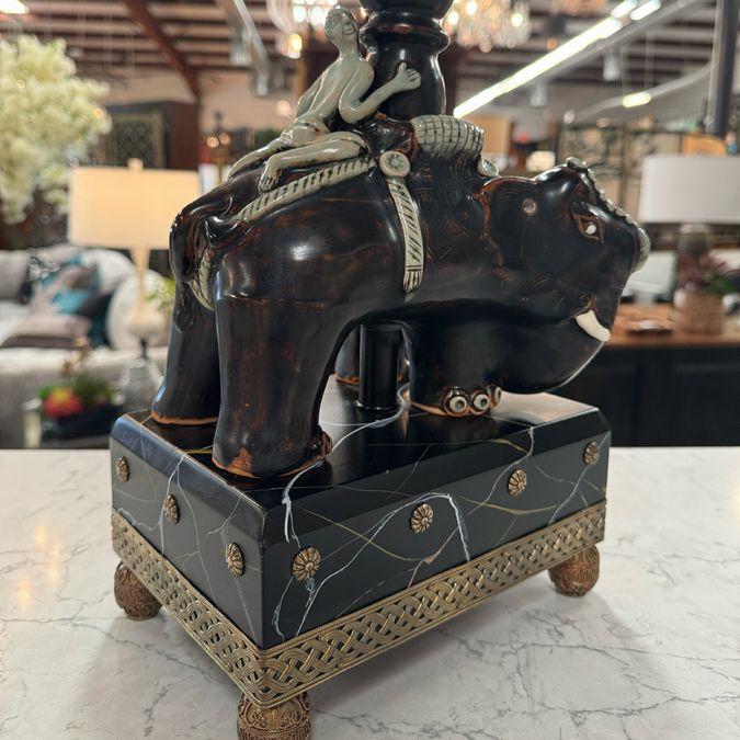 Raymond Waites Elephant & Rider Table Lamp 31"H