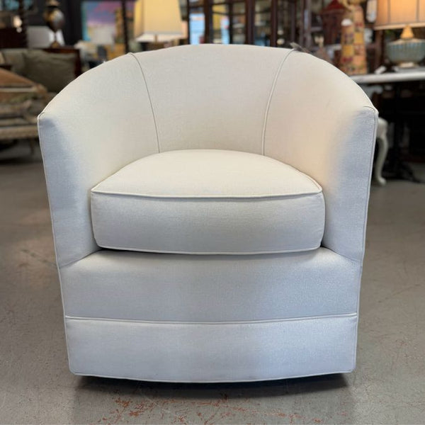 Custom Cream/Silver Swivel Chair 28x30x32