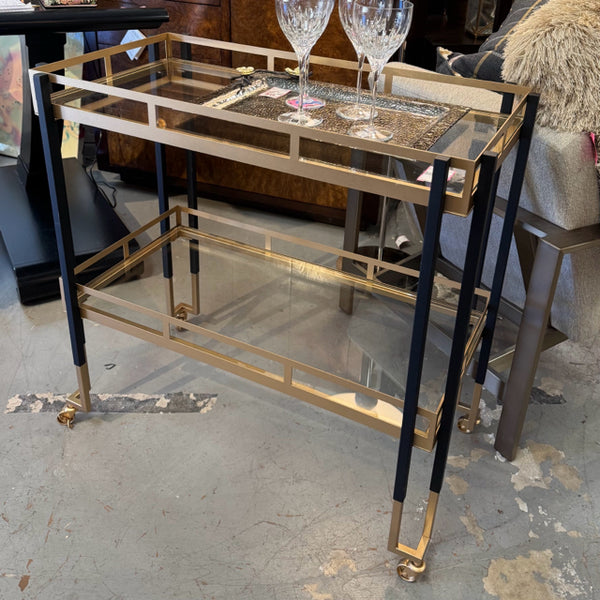 Uttermost Black & Gold Metal "Kentmore" Bar Cart 33x17x32