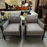 PAIR Vanguard Wood Framed Gray Upholstered Accent Chairs 28.5x32x34