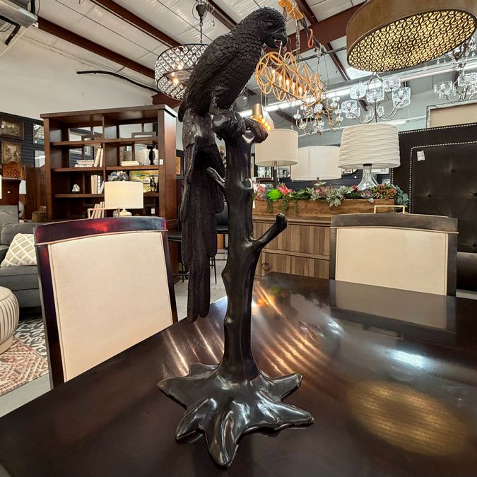 Mid Century French Kulang Bronze Macaw Bird Sculpture 24"H