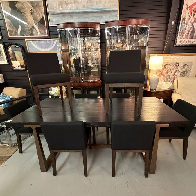 Restoration Hardware T-Brace Table W/2-Extensions 84x39.75x30, 8 Morgan Side Cha