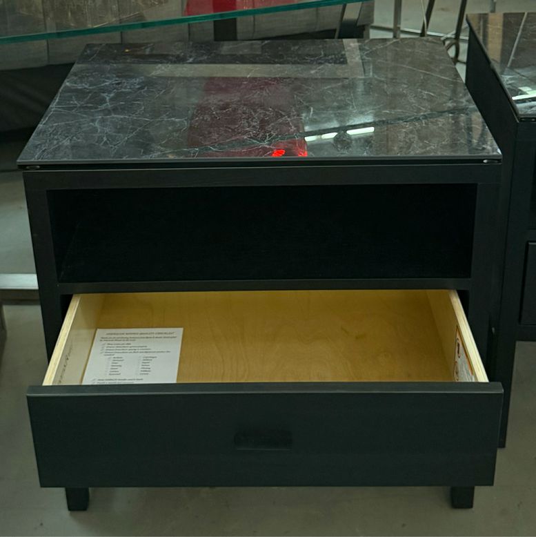 PAIR Room & Board Berkeley Charcoal Nightstands w/Ceramic Tops 26x20x25.5