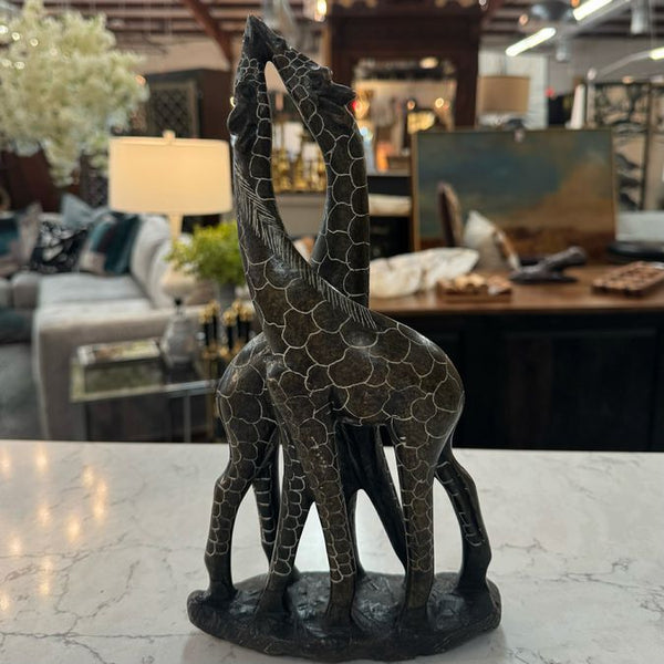 Kissing Giraffe Shona Stone Carving Zimbabwe 12"H