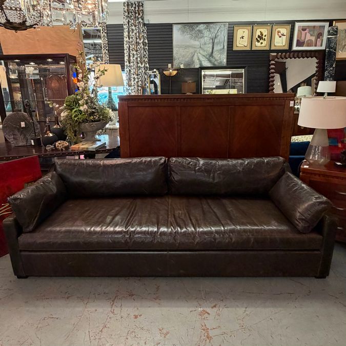 Restoration Hardware Belgium Classic Slope Arm Leather Sofa 108x42x34
