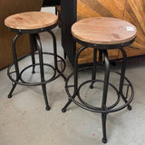 SET/2 Adjustable Height Rustic Barstools 15" Dia.