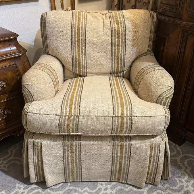 Sherrill Custom Reupholstered Striped Club Chair 34x43x34