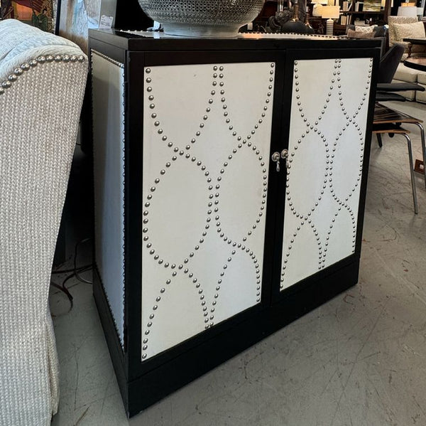 Black W/White Leather & Silver Studs 2-Dr Chest 33x18x36