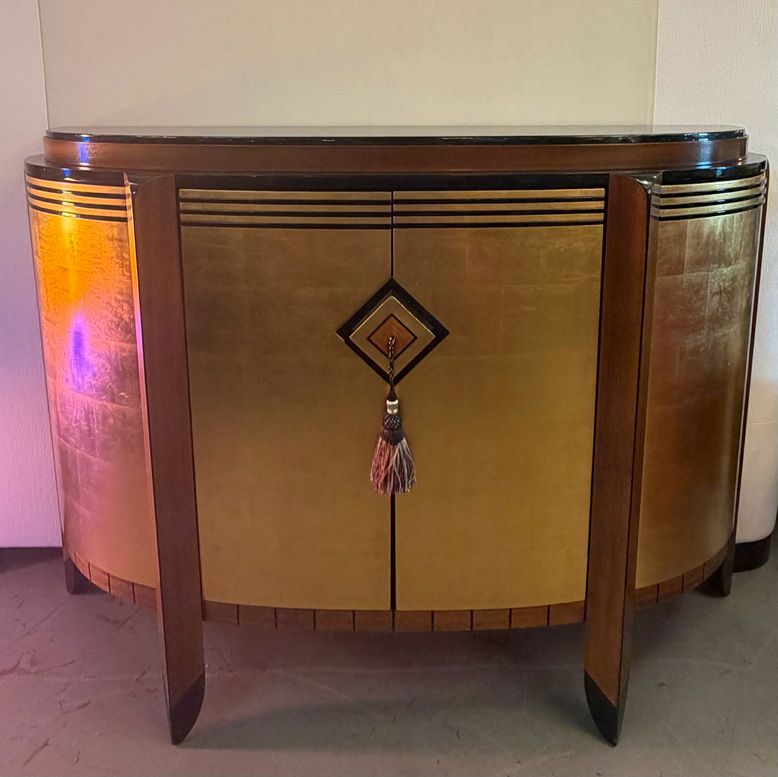 W. Schillig Lee Weitzman Gold Leaf & Marble Buffet-Bar Cabinet 59x17x42