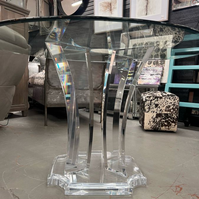 Clear Home Design Lucite & Glass Top Dining Table W/4 Electra Side Chairs 48"D