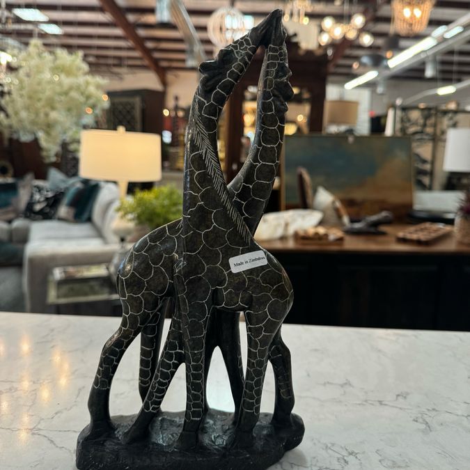 Kissing Giraffe Shona Stone Carving Zimbabwe 12"H