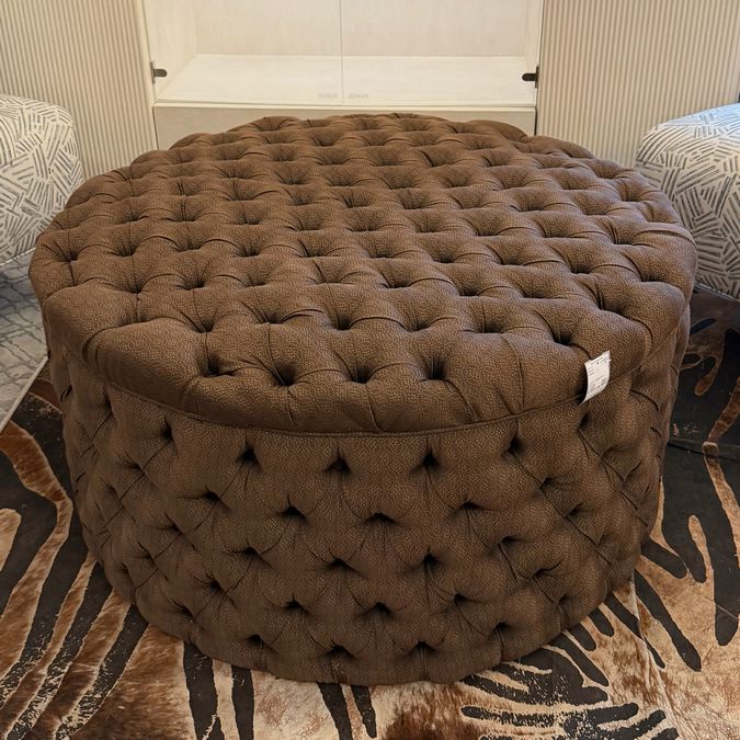 Custom Tufted Drum Ottoman 36x36x18