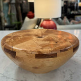 Handcrafted Figured Birch and Walnut Vase by David Miller 8"Dx3.25"H