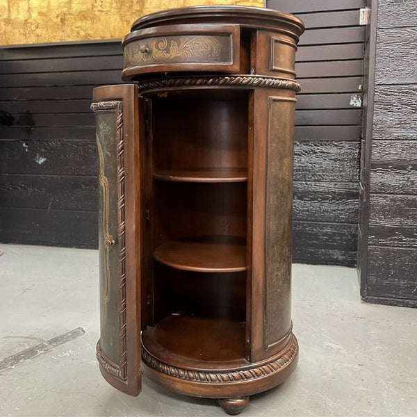 Tall Round Accent Cabinet W/Drawer 18.5"Dx38"H