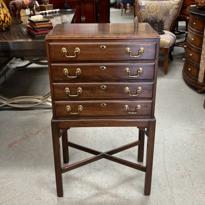 Ethan Allen Georgian Court 4-Drw Silver Chest 21x13x38