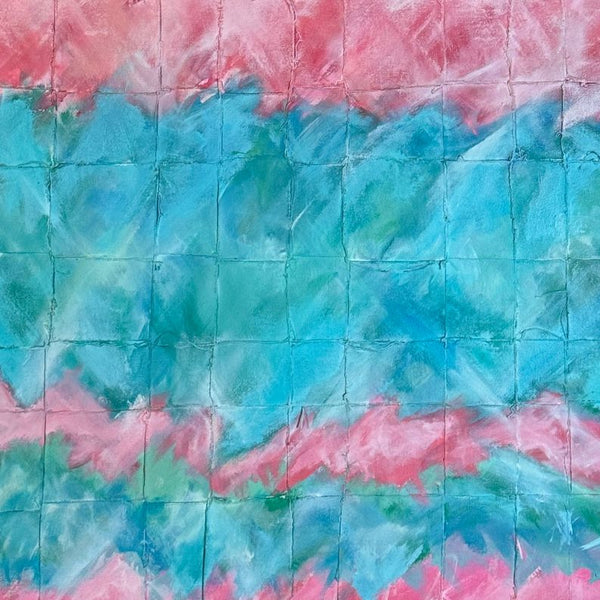 Romance Woven Canvas Mixed Media Painting by Rachel Darnell 40x40