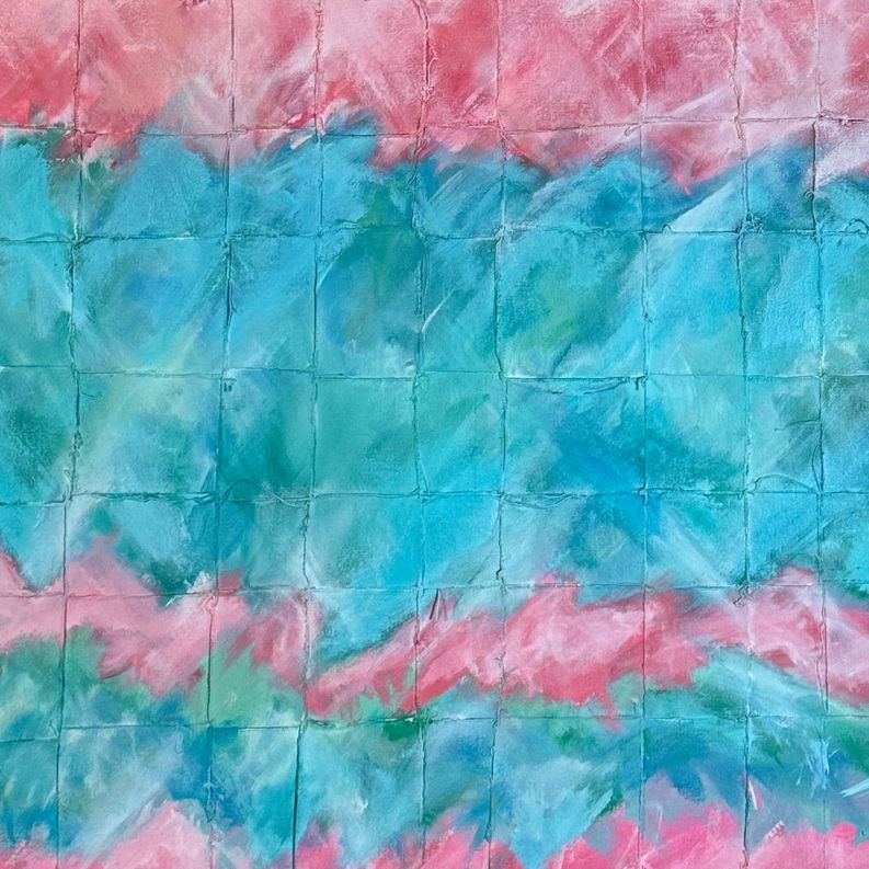 Romance Woven Canvas Mixed Media Painting by Rachel Darnell 40x40