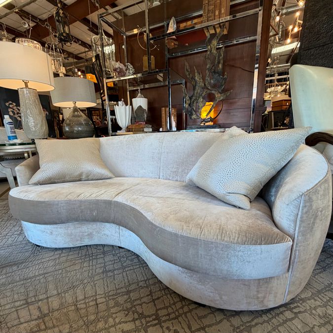 Mitchell Gold Giselle Iridescent Velvet Champagne Sofa 70x32x28