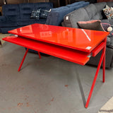 Red Lacquer Blu Dot Writing Desk AS IS 56x24.5x31.5