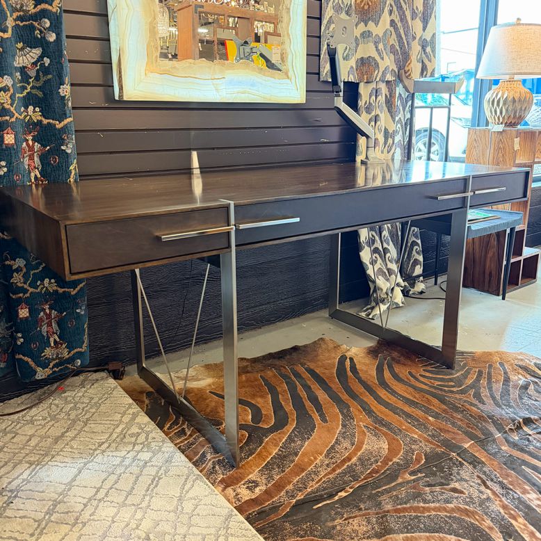 Four Hands Clinton Black Walnut & Leather Desk 72x28x30