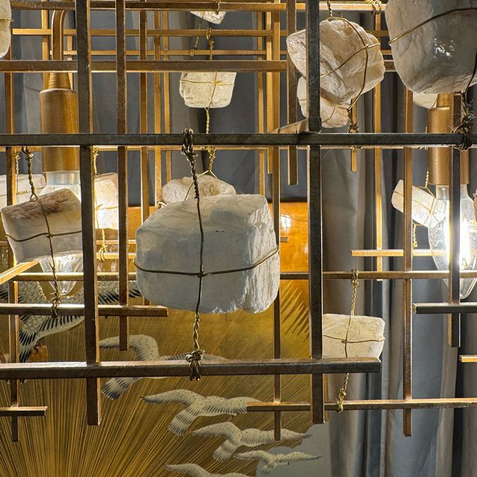 Kare Design Gold & Salt Stone Chandelier 50x10x20