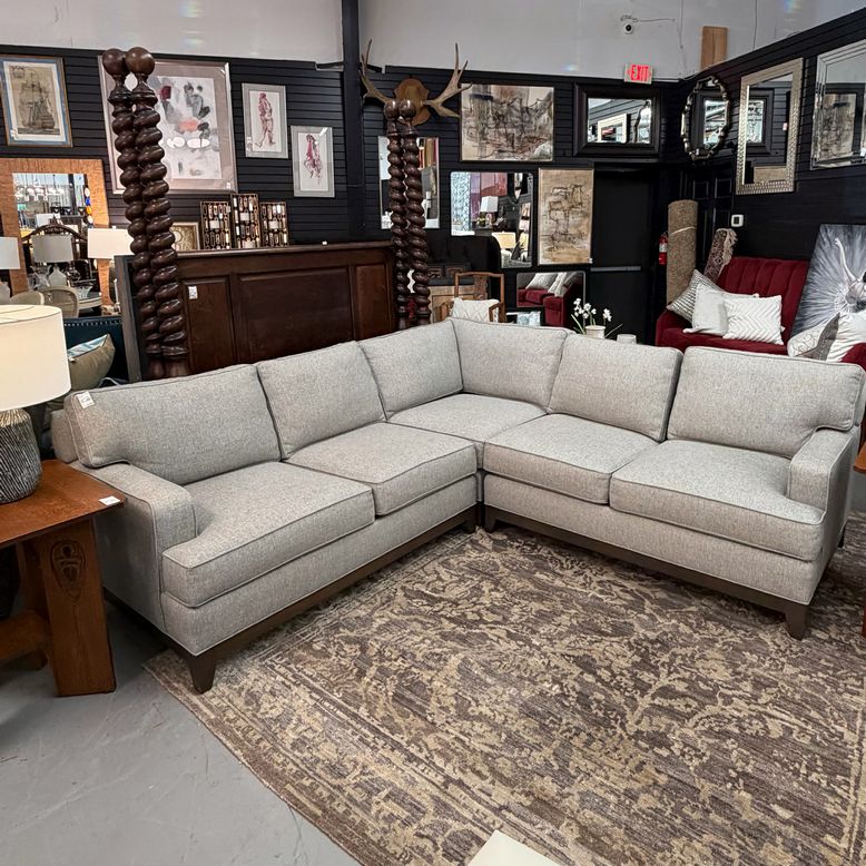 Ethan Allen Gray/Taupe 3pc "Arcata" Sectional 97x97x40x36