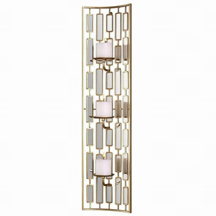 Uttermost Loire 38"H Gold Iron Mirrored Candle Sconce 9.75x5x38 NEW