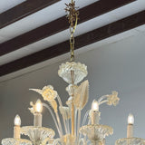 Vintage 18-Light Italian Murano Glass Chandelier 50"Dx69/96"H