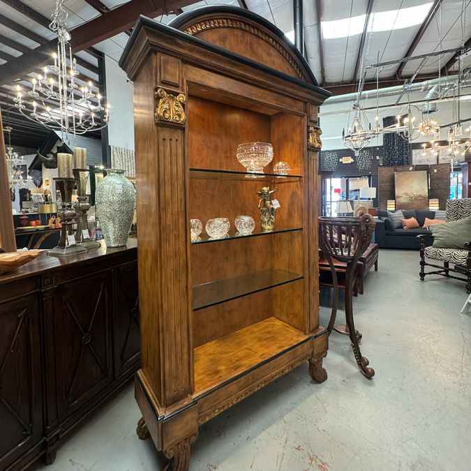 Lighted Formal Corinthian Column Open Display Cabinet 53x16x93