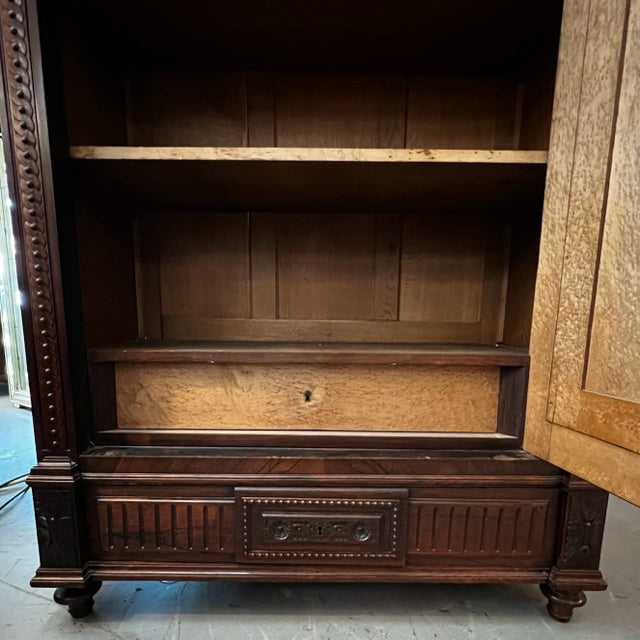 Antique French Lisoir Mirrored Armoire with Torch and Quiver Motif 38.5x98x17.5
