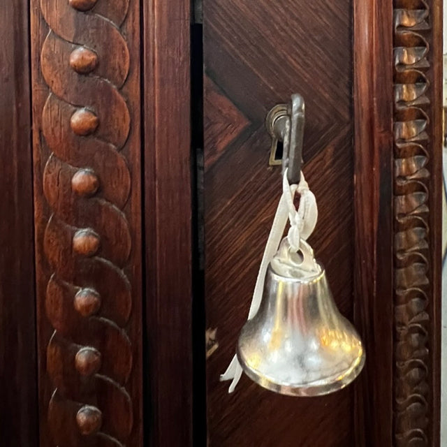 Antique French Lisoir Mirrored Armoire with Torch and Quiver Motif 38.5x98x17.5