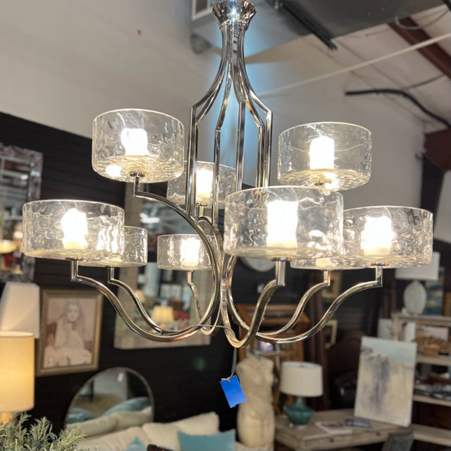 Progress Caress 9 Lt Chandelier Chrome W/Glass Globes 37"D